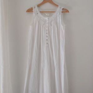 Eileen West White Cotton Lace Nightgown Sleepware